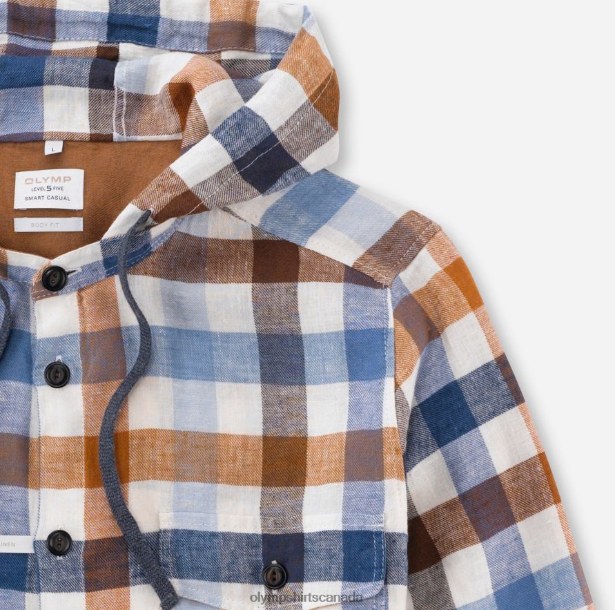 OLYMP Level Five Smart Casual Overshirt Casual Shirt Stand-Up Collar Marine H2P42H1977 Clothing