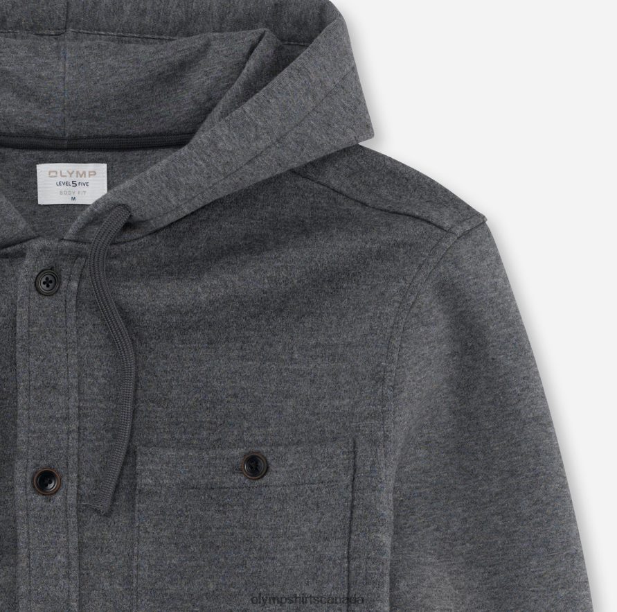 OLYMP Level Five Sweat Overshirt Anthracite H2P42H1984 Clothing