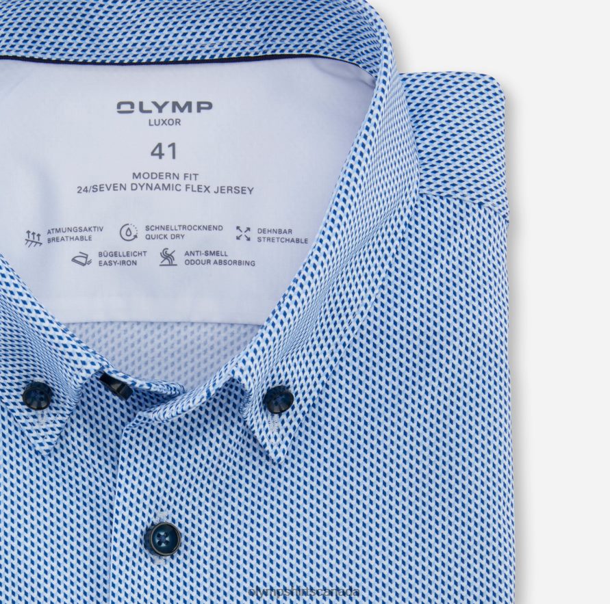OLYMP Luxor 24/Seven Modern Fit Business Shirt Button-Down Bleu H2P42H1104 Clothing