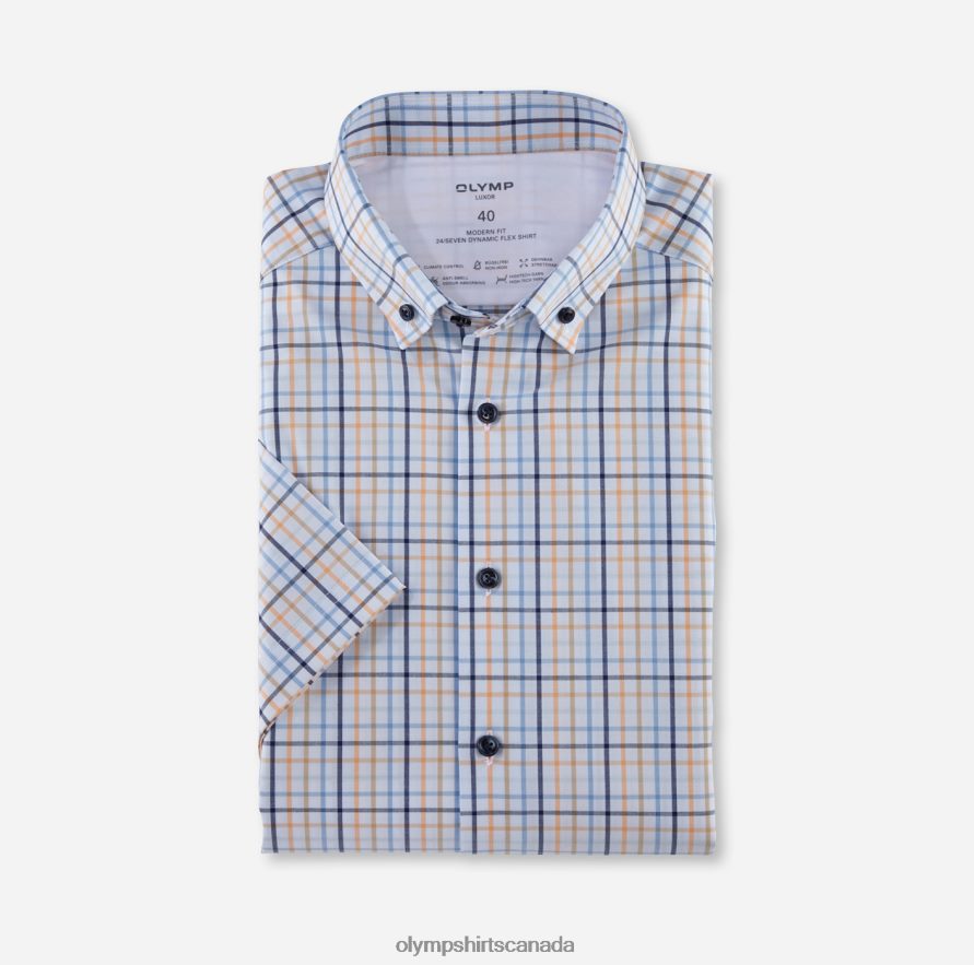 OLYMP Luxor 24/Seven Modern Fit Business Shirt Button-Down Mandarin H2P42H1158 Clothing