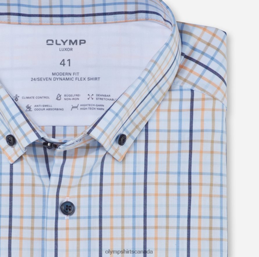 OLYMP Luxor 24/Seven Modern Fit Business Shirt Button-Down Mandarin H2P42H1167 Clothing