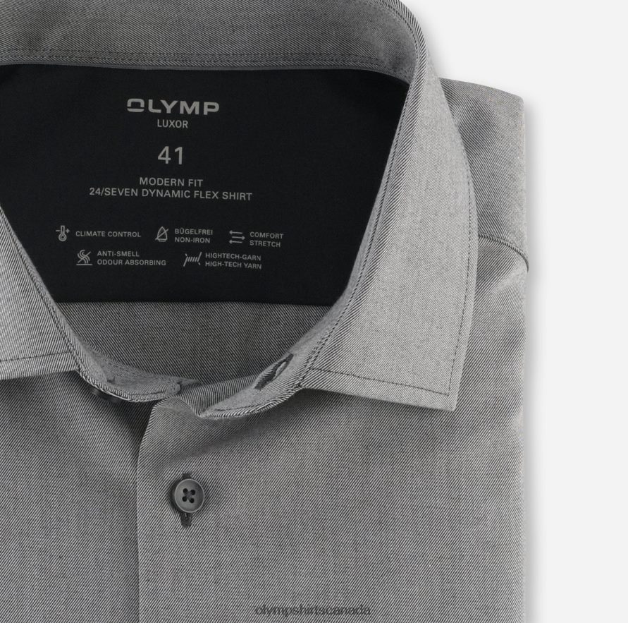 OLYMP Luxor 24/Seven Modern Fit Business Shirt Global Kent Anthracite H2P42H1182 Clothing