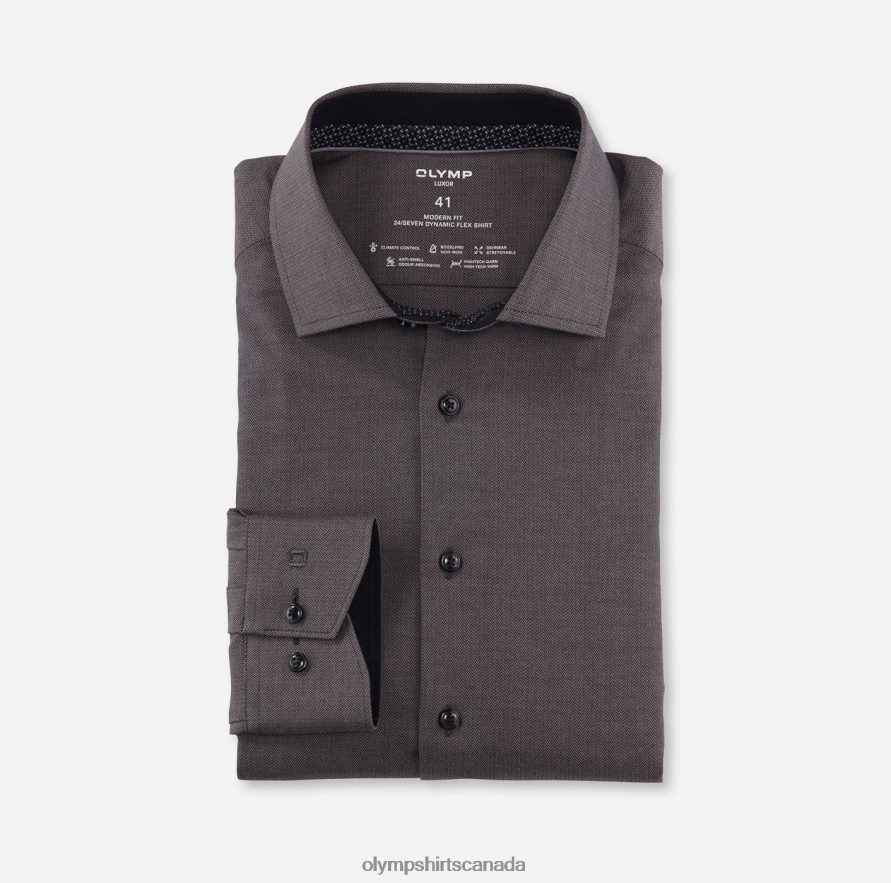 OLYMP Luxor 24/Seven Modern Fit Business Shirt Global Kent Anthracite H2P42H980 Clothing