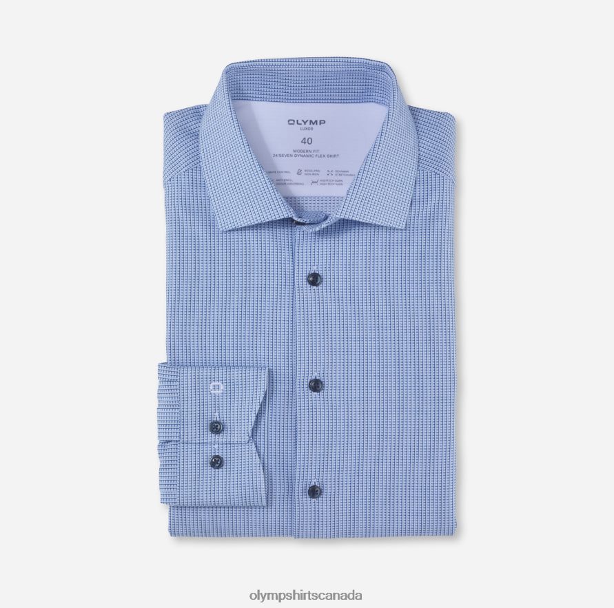 OLYMP Luxor 24/Seven Modern Fit Business Shirt Global Kent Bleu H2P42H1053 Clothing