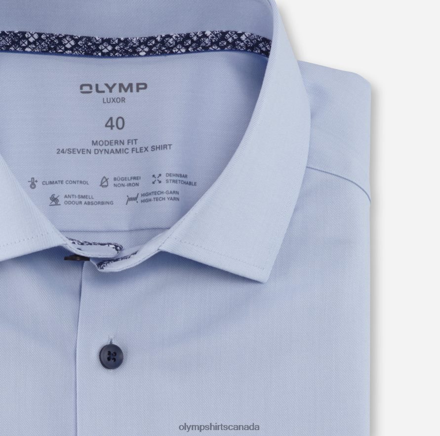 OLYMP Luxor 24/Seven Modern Fit Business Shirt Global Kent Bleu H2P42H1059 Clothing