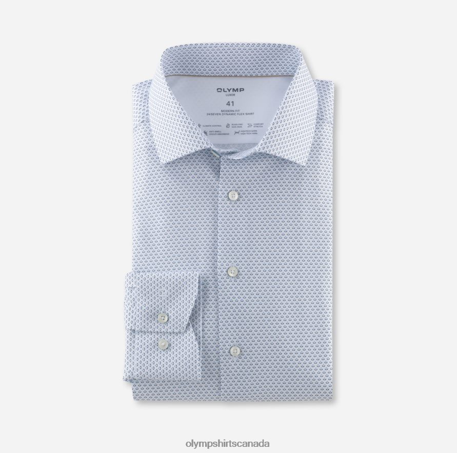 OLYMP Luxor 24/Seven Modern Fit Business Shirt Global Kent Bleu H2P42H1138 Clothing