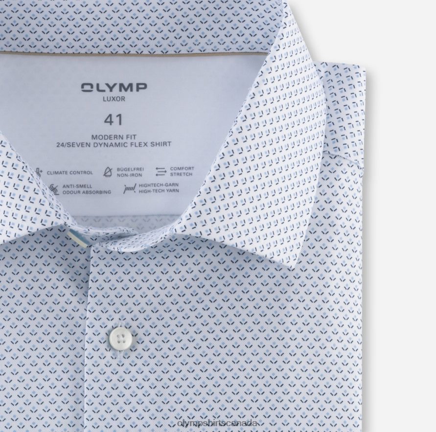 OLYMP Luxor 24/Seven Modern Fit Business Shirt Global Kent Bleu H2P42H1138 Clothing