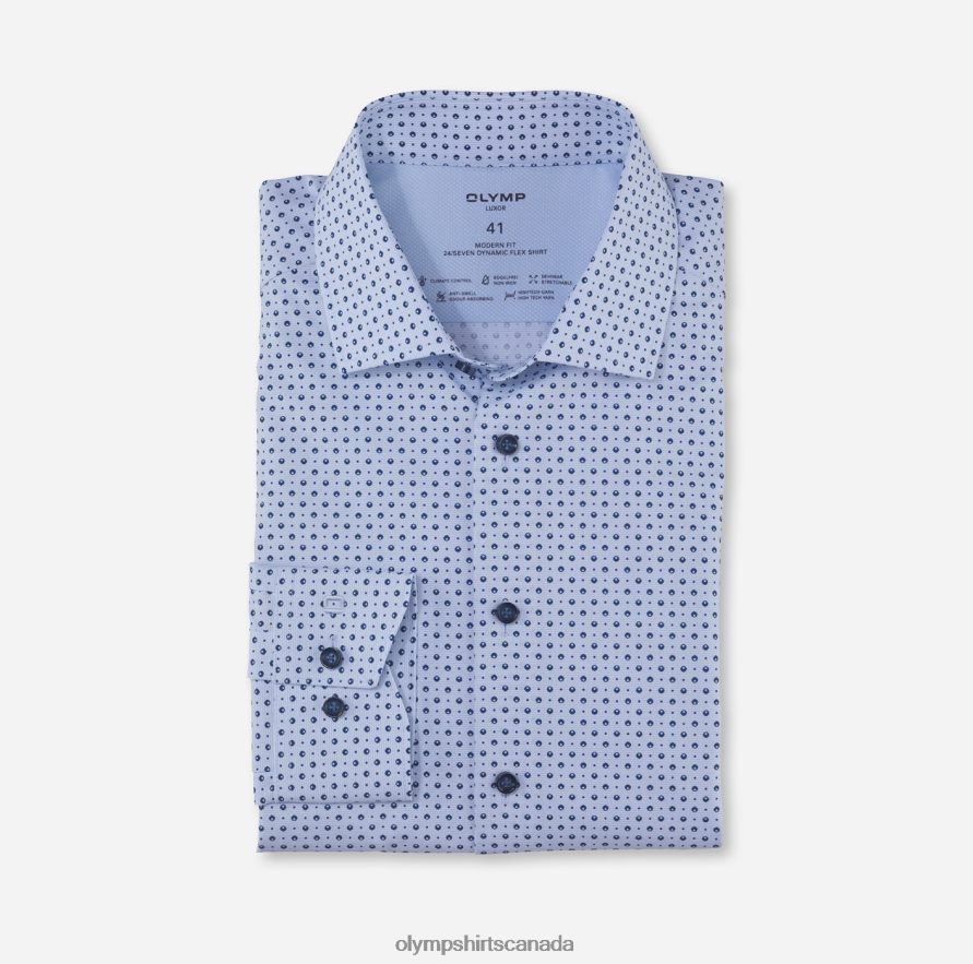 OLYMP Luxor 24/Seven Modern Fit Business Shirt Global Kent Bleu H2P42H1141 Clothing