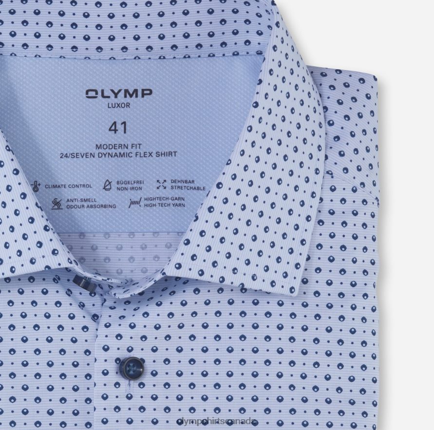 OLYMP Luxor 24/Seven Modern Fit Business Shirt Global Kent Bleu H2P42H1141 Clothing