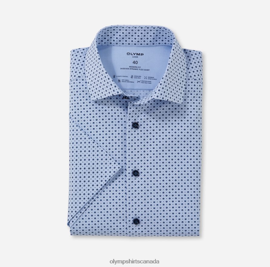 OLYMP Luxor 24/Seven Modern Fit Business Shirt Global Kent Bleu H2P42H1168 Clothing