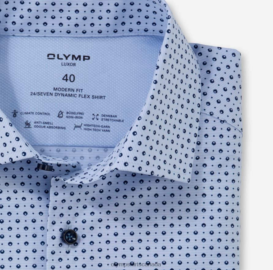 OLYMP Luxor 24/Seven Modern Fit Business Shirt Global Kent Bleu H2P42H1168 Clothing