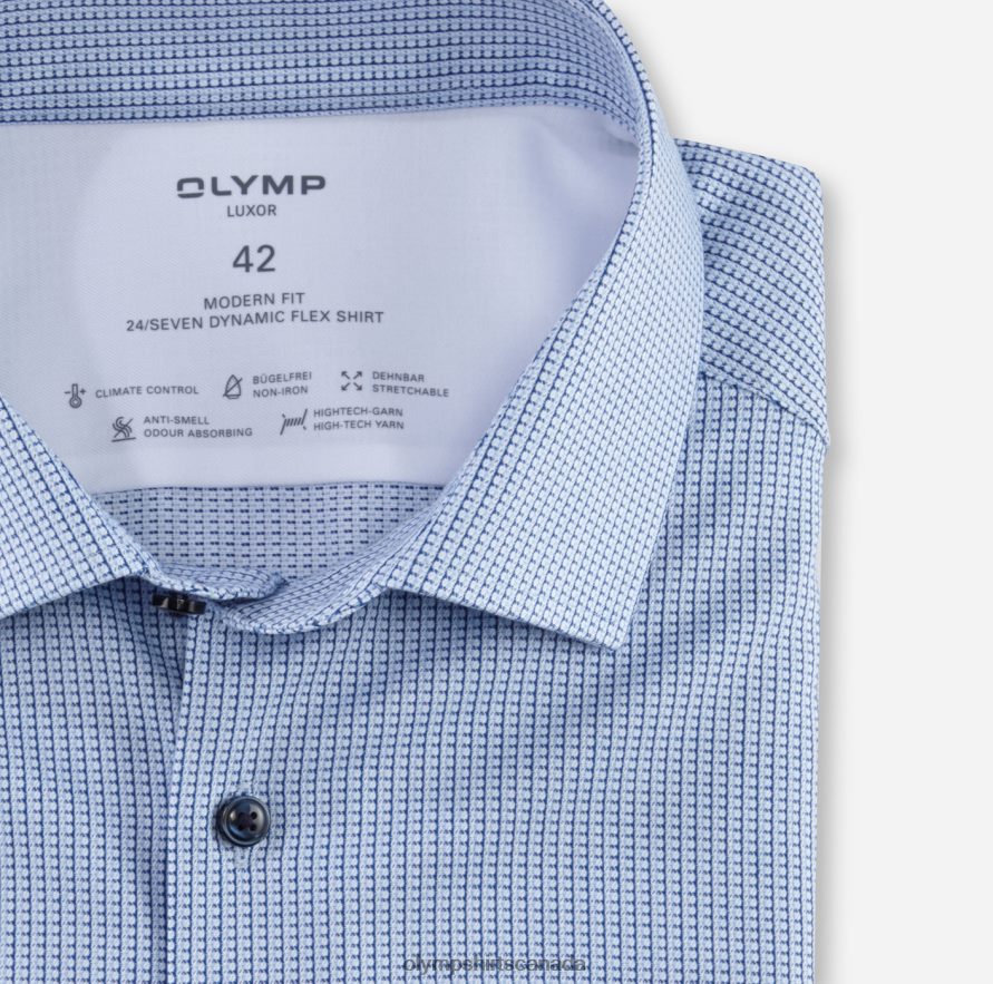 OLYMP Luxor 24/Seven Modern Fit Business Shirt Global Kent Bleu H2P42H1259 Clothing