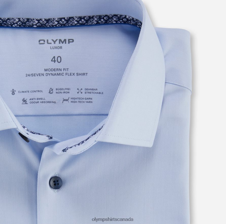 OLYMP Luxor 24/Seven Modern Fit Business Shirt Global Kent Bleu H2P42H1300 Clothing