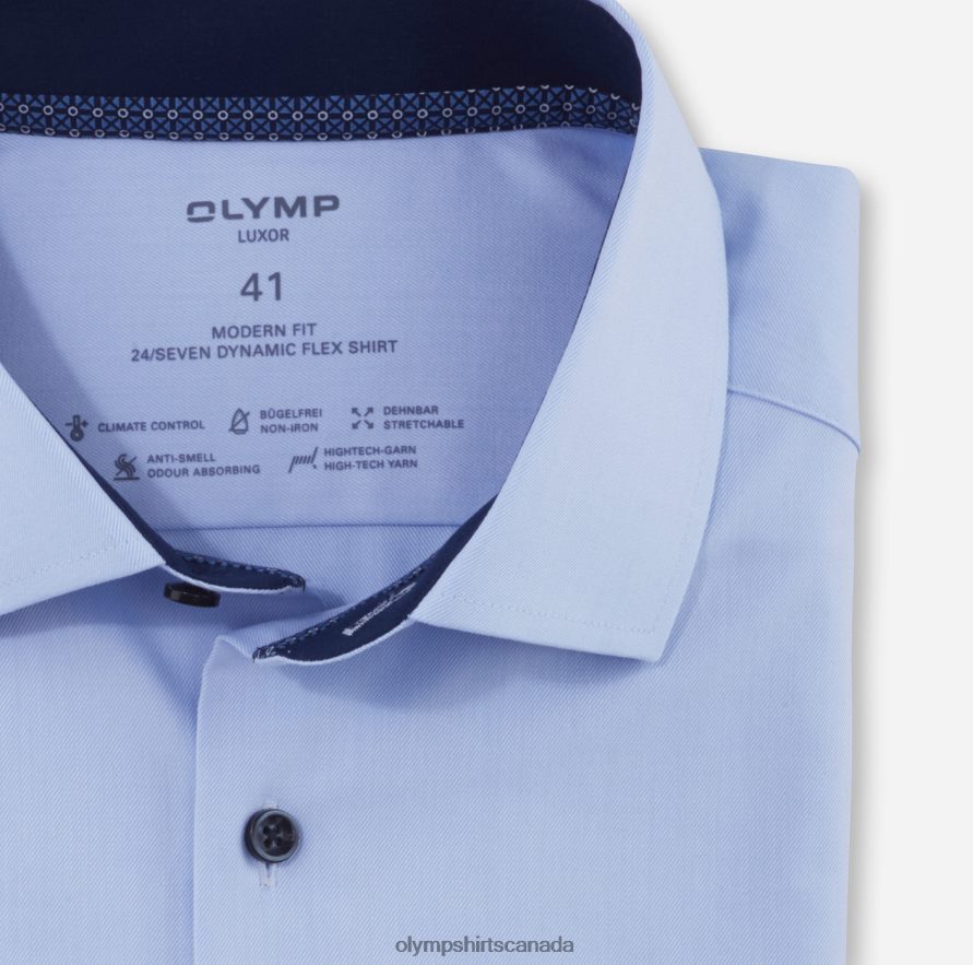 OLYMP Luxor 24/Seven Modern Fit Business Shirt Global Kent Bleu H2P42H1322 Clothing