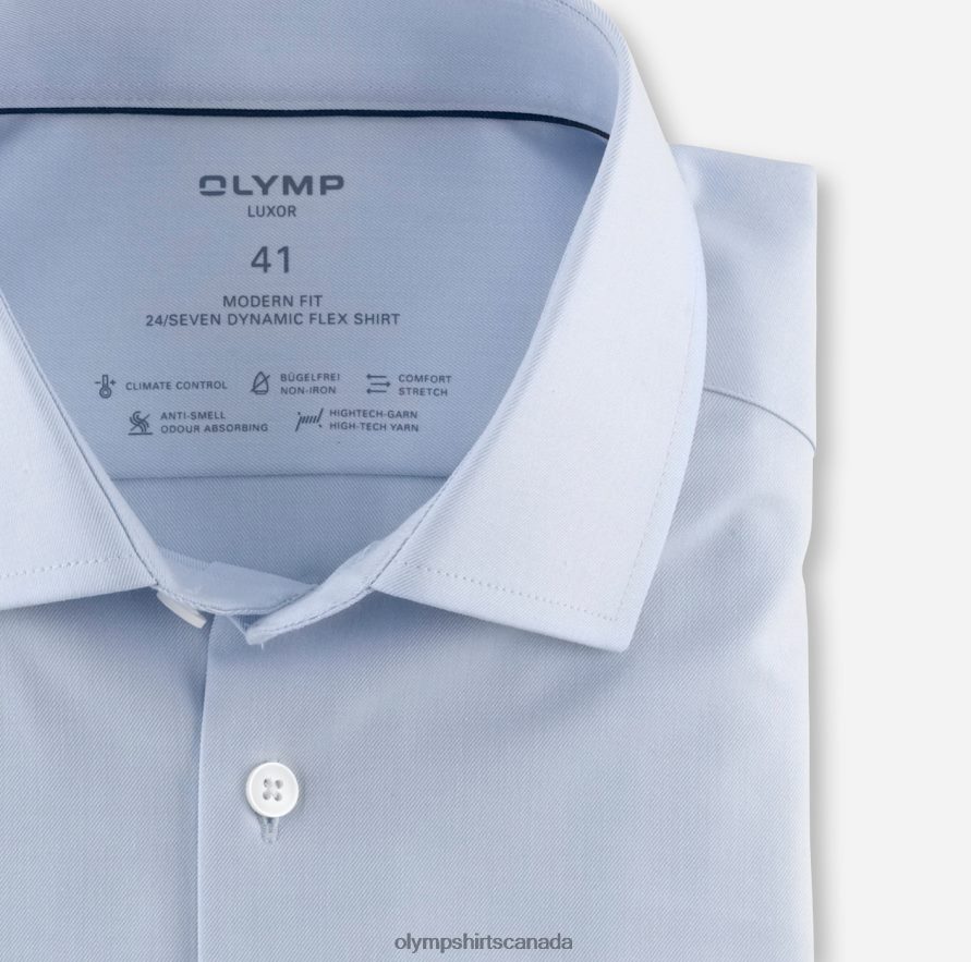 OLYMP Luxor 24/Seven Modern Fit Business Shirt Global Kent Bleu H2P42H957 Clothing
