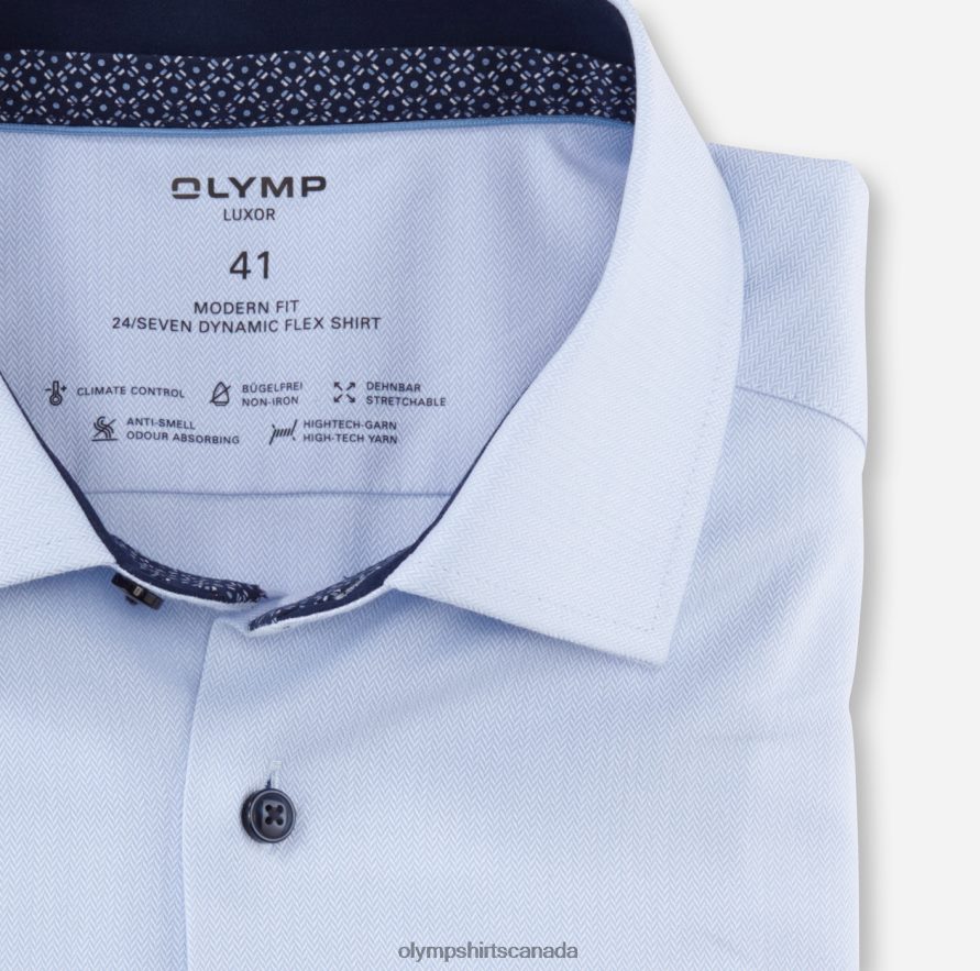 OLYMP Luxor 24/Seven Modern Fit Business Shirt Global Kent Bleu H2P42H978 Clothing