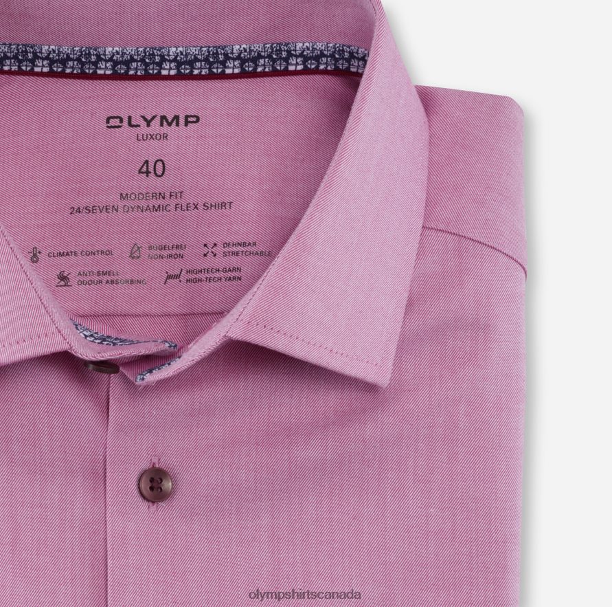 OLYMP Luxor 24/Seven Modern Fit Business Shirt Global Kent Fuchsia H2P42H1196 Clothing