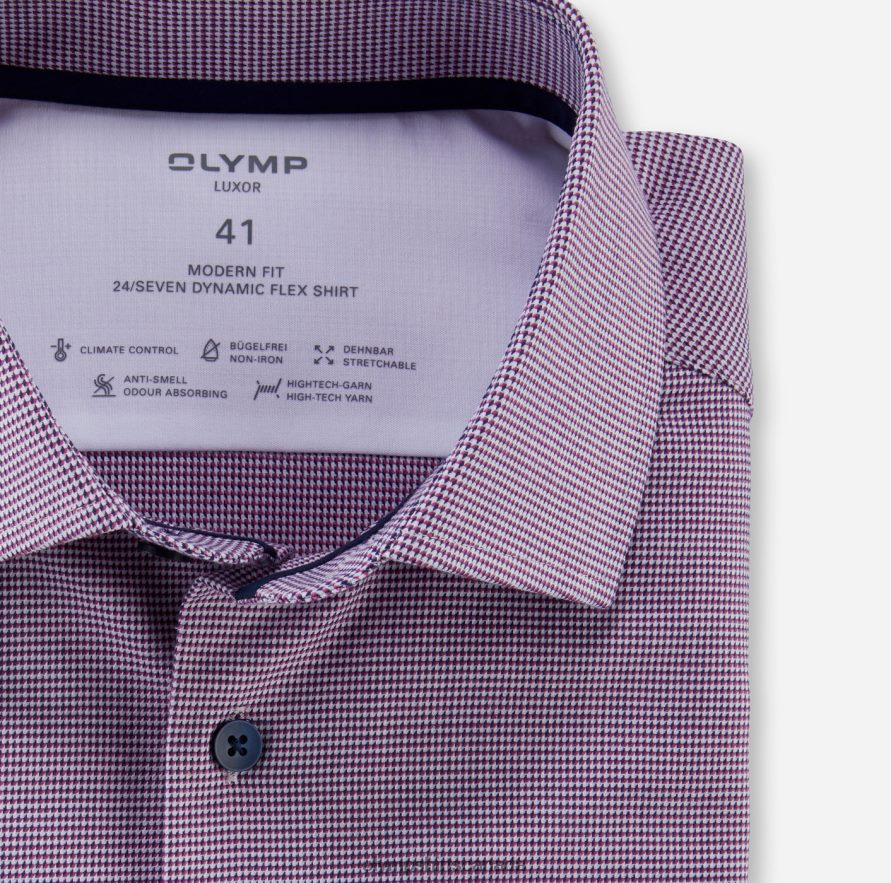 OLYMP Luxor 24/Seven Modern Fit Business Shirt Global Kent Fuchsia H2P42H929 Clothing