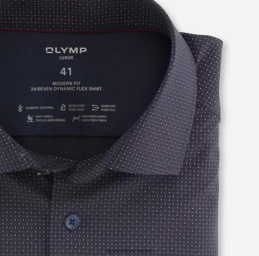 OLYMP Luxor 24/Seven Modern Fit Business Shirt Global Kent Garnet H2P42H1348 Clothing