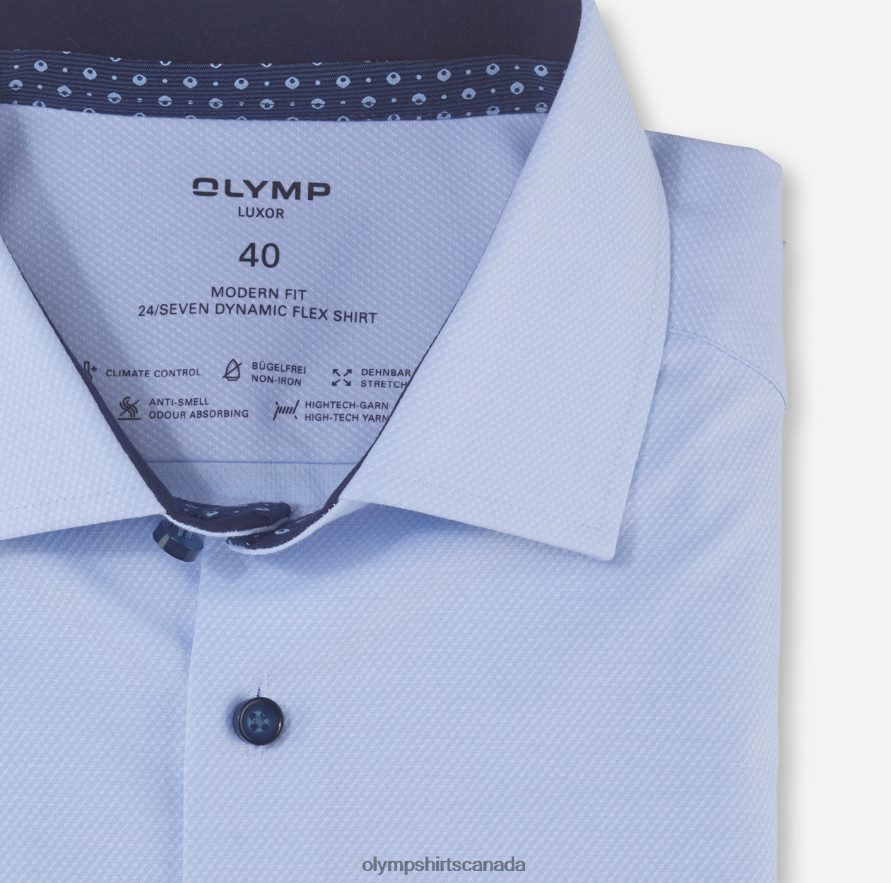 OLYMP Luxor 24/Seven Modern Fit Business Shirt Global Kent Light Blue H2P42H1325 Clothing