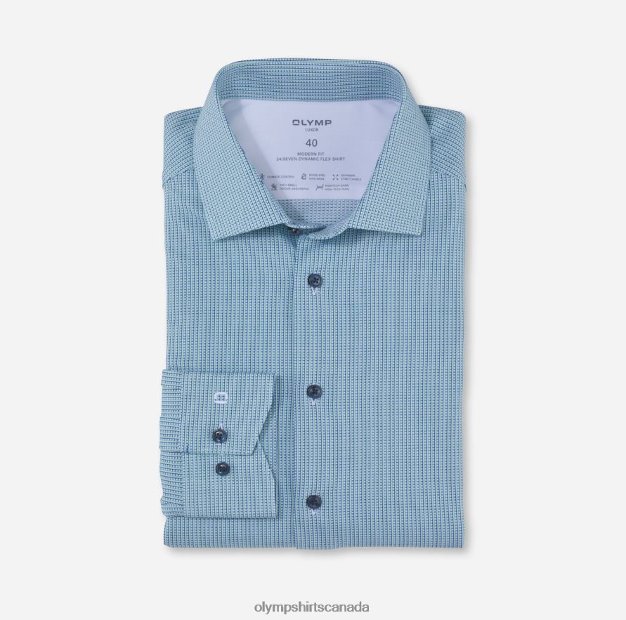 OLYMP Luxor 24/Seven Modern Fit Business Shirt Global Kent Light Green H2P42H1116 Clothing