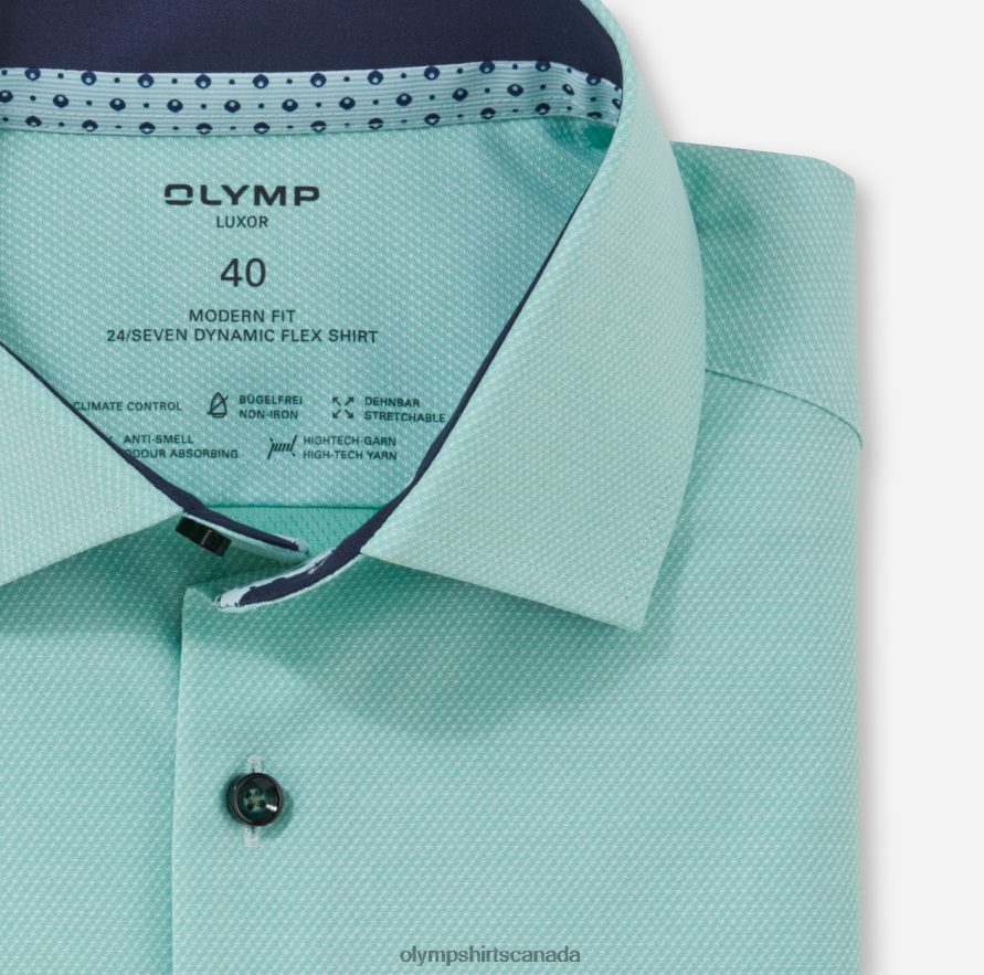 OLYMP Luxor 24/Seven Modern Fit Business Shirt Global Kent Light Green H2P42H1179 Clothing