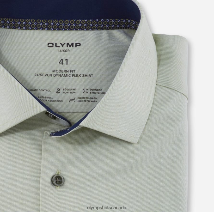 OLYMP Luxor 24/Seven Modern Fit Business Shirt Global Kent Lime H2P42H1155 Clothing