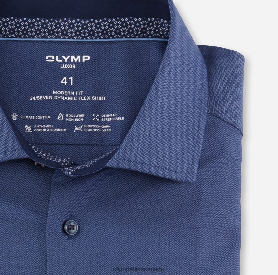 OLYMP Luxor 24/Seven Modern Fit Business Shirt Global Kent Marine H2P42H1011 Clothing