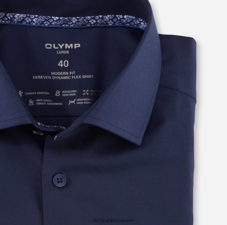 OLYMP Luxor 24/Seven Modern Fit Business Shirt Global Kent Marine H2P42H1080 Clothing