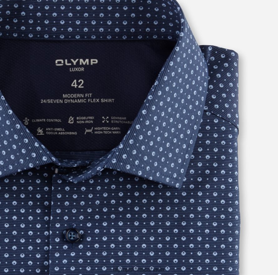 OLYMP Luxor 24/Seven Modern Fit Business Shirt Global Kent Marine H2P42H1129 Clothing