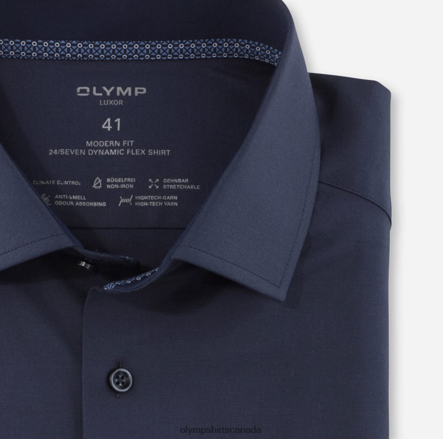 OLYMP Luxor 24/Seven Modern Fit Business Shirt Global Kent Marine H2P42H1277 Clothing