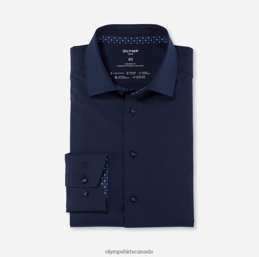 OLYMP Luxor 24/Seven Modern Fit Business Shirt Global Kent Marine H2P42H1318 Clothing