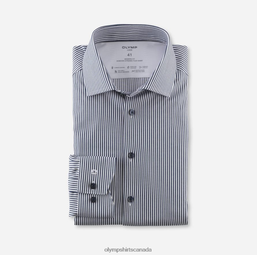 OLYMP Luxor 24/Seven Modern Fit Business Shirt Global Kent Marine H2P42H959 Clothing