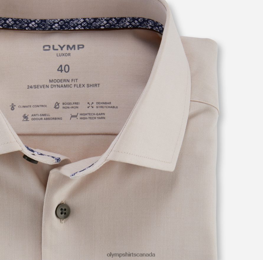 OLYMP Luxor 24/Seven Modern Fit Business Shirt Global Kent Natural H2P42H1125 Clothing