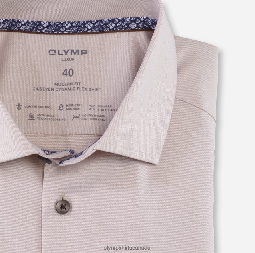 OLYMP Luxor 24/Seven Modern Fit Business Shirt Global Kent Natural H2P42H942 Clothing