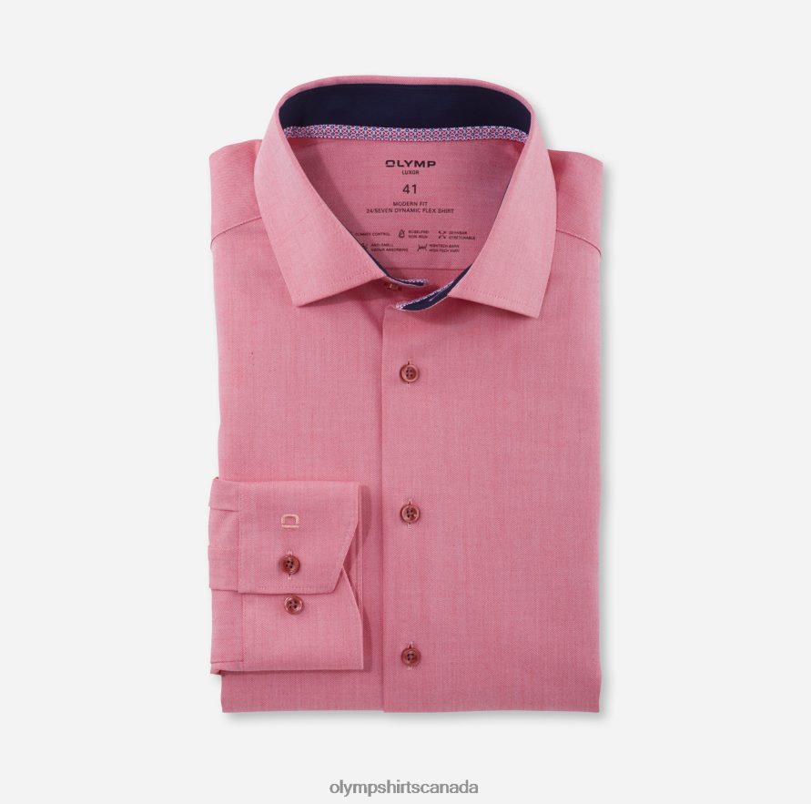 OLYMP Luxor 24/Seven Modern Fit Business Shirt Global Kent Red H2P42H1113 Clothing