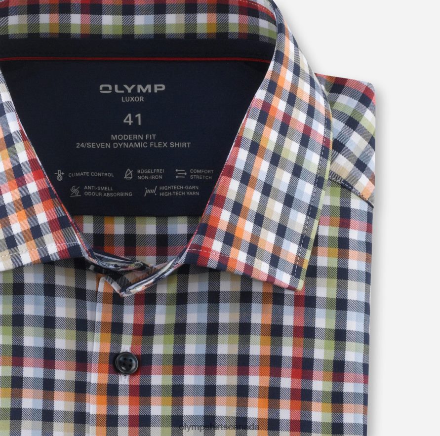 OLYMP Luxor 24/Seven Modern Fit Business Shirt Global Kent Red H2P42H919 Clothing