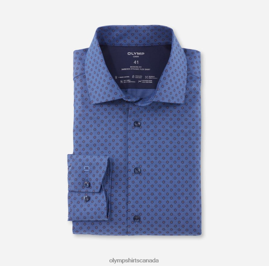 OLYMP Luxor 24/Seven Modern Fit Business Shirt Global Kent Reddish Brown H2P42H1074 Clothing