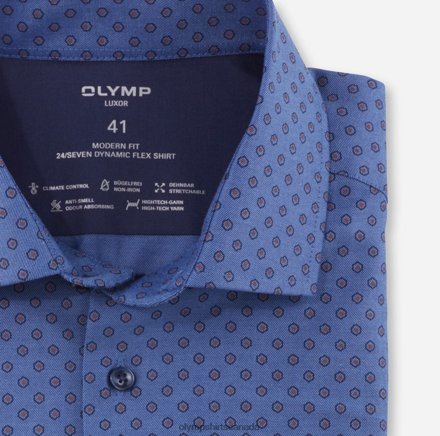 OLYMP Luxor 24/Seven Modern Fit Business Shirt Global Kent Reddish Brown H2P42H1074 Clothing