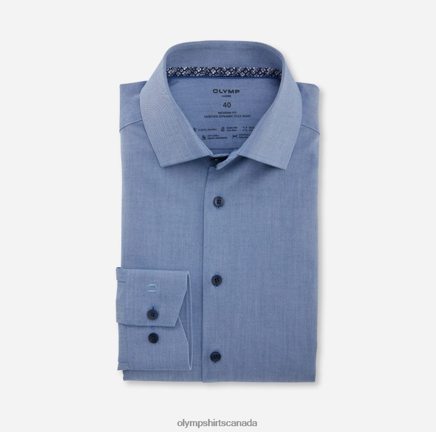 OLYMP Luxor 24/Seven Modern Fit Business Shirt Global Kent Royal H2P42H1281 Clothing