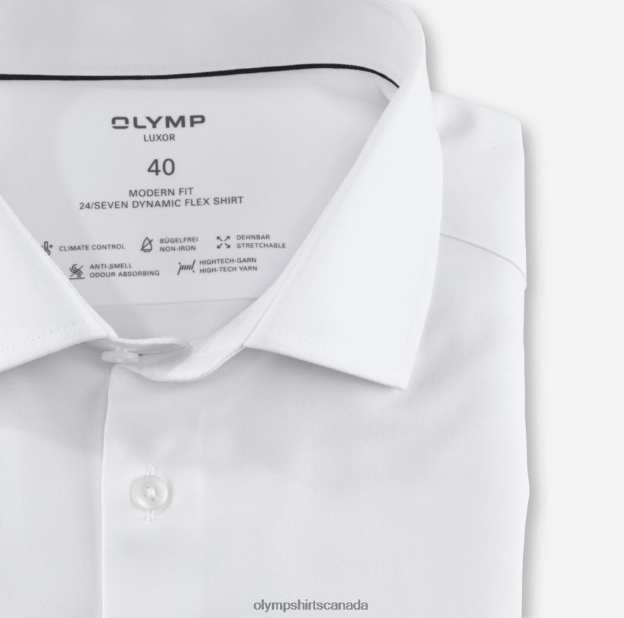 OLYMP Luxor 24/Seven Modern Fit Business Shirt Global Kent White H2P42H1008 Clothing