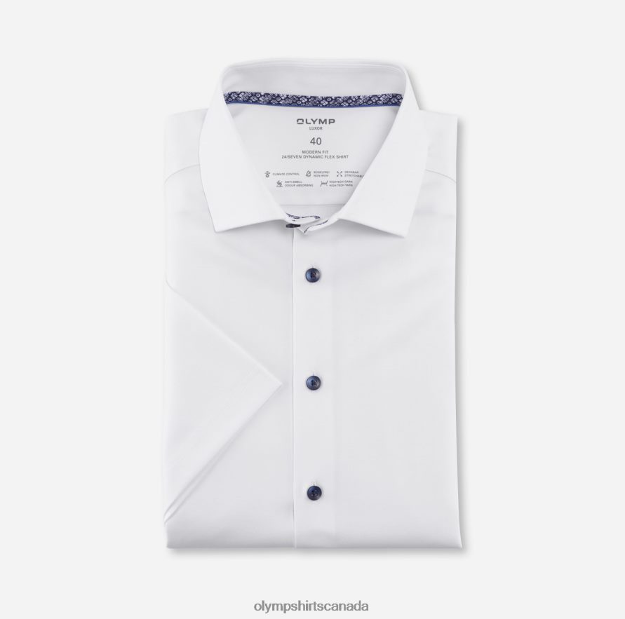OLYMP Luxor 24/Seven Modern Fit Business Shirt Global Kent White H2P42H1068 Clothing