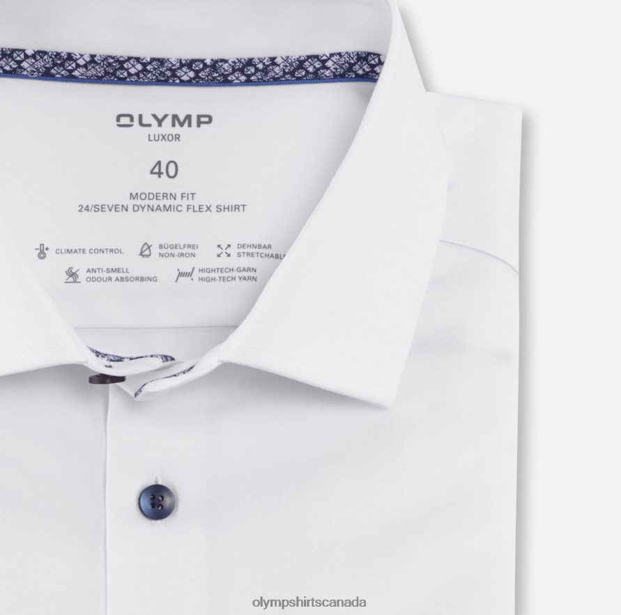 OLYMP Luxor 24/Seven Modern Fit Business Shirt Global Kent White H2P42H1068 Clothing