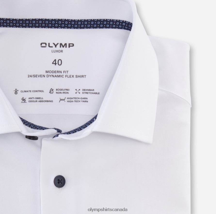 OLYMP Luxor 24/Seven Modern Fit Business Shirt Global Kent White H2P42H1398 Clothing
