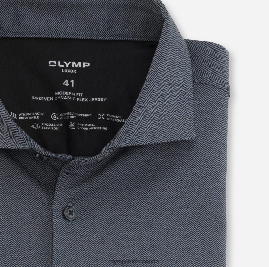 OLYMP Luxor 24/Seven Modern Fit Business Shirt Kent Anthracite H2P42H1341 Clothing
