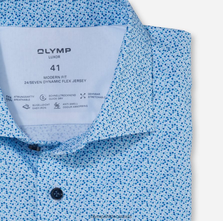 OLYMP Luxor 24/Seven Modern Fit Business Shirt Kent Aqua H2P42H1204 Clothing