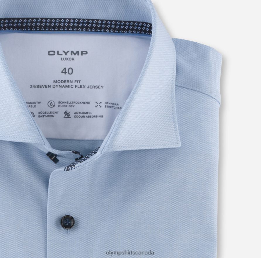 OLYMP Luxor 24/Seven Modern Fit Business Shirt Kent Bleu H2P42H1257 Clothing