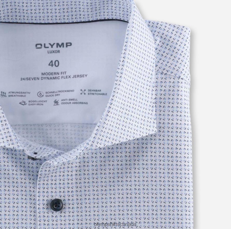 OLYMP Luxor 24/Seven Modern Fit Business Shirt Kent Bleu H2P42H941 Clothing