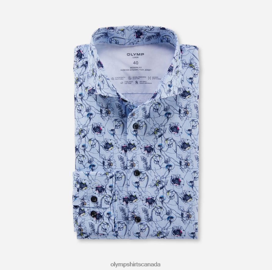 OLYMP Luxor 24/Seven Modern Fit Business Shirt Kent Bleu H2P42H946 Clothing