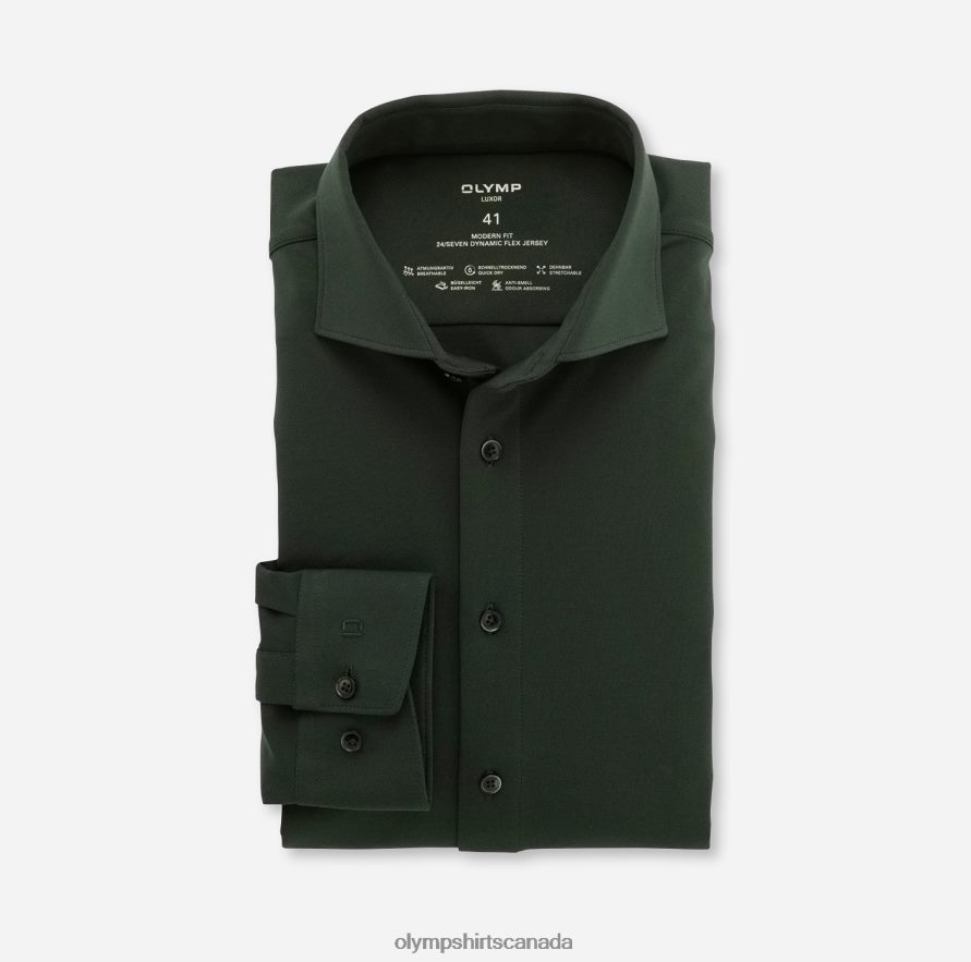 OLYMP Luxor 24/Seven Modern Fit Business Shirt Kent Dark Green H2P42H1349 Clothing